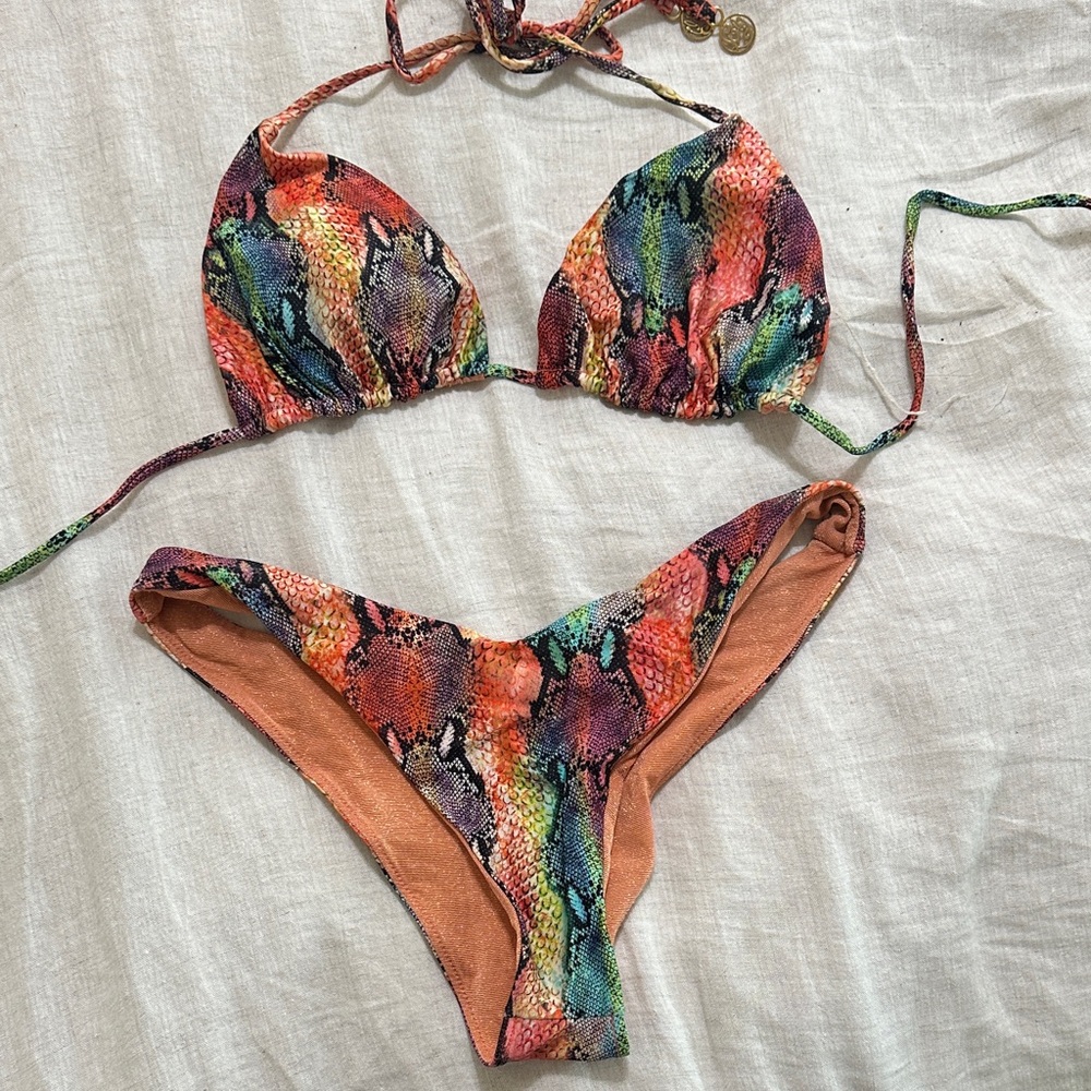 Luli Fama medium snakeskin print bikini